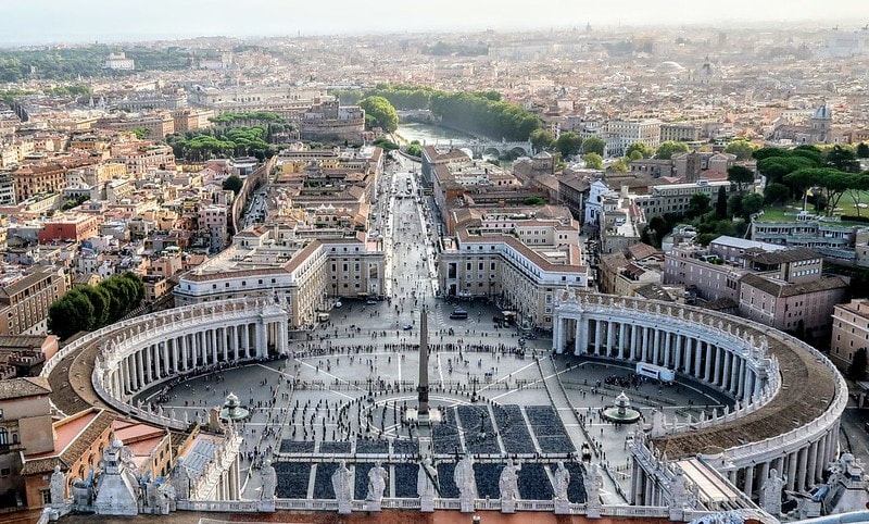 View of Piazza San Pietro from dome of St Peter's Basilica, Rome