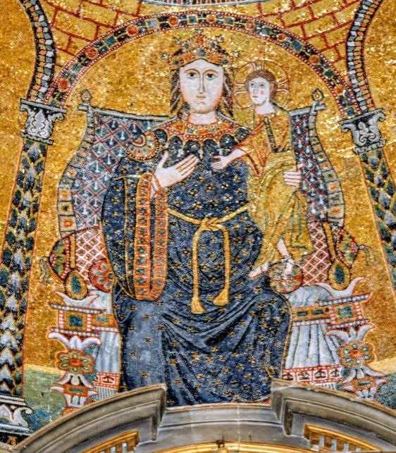 Virgin and Child, a detail of the mosaic in the church of Santa Francesca Romana, Rome