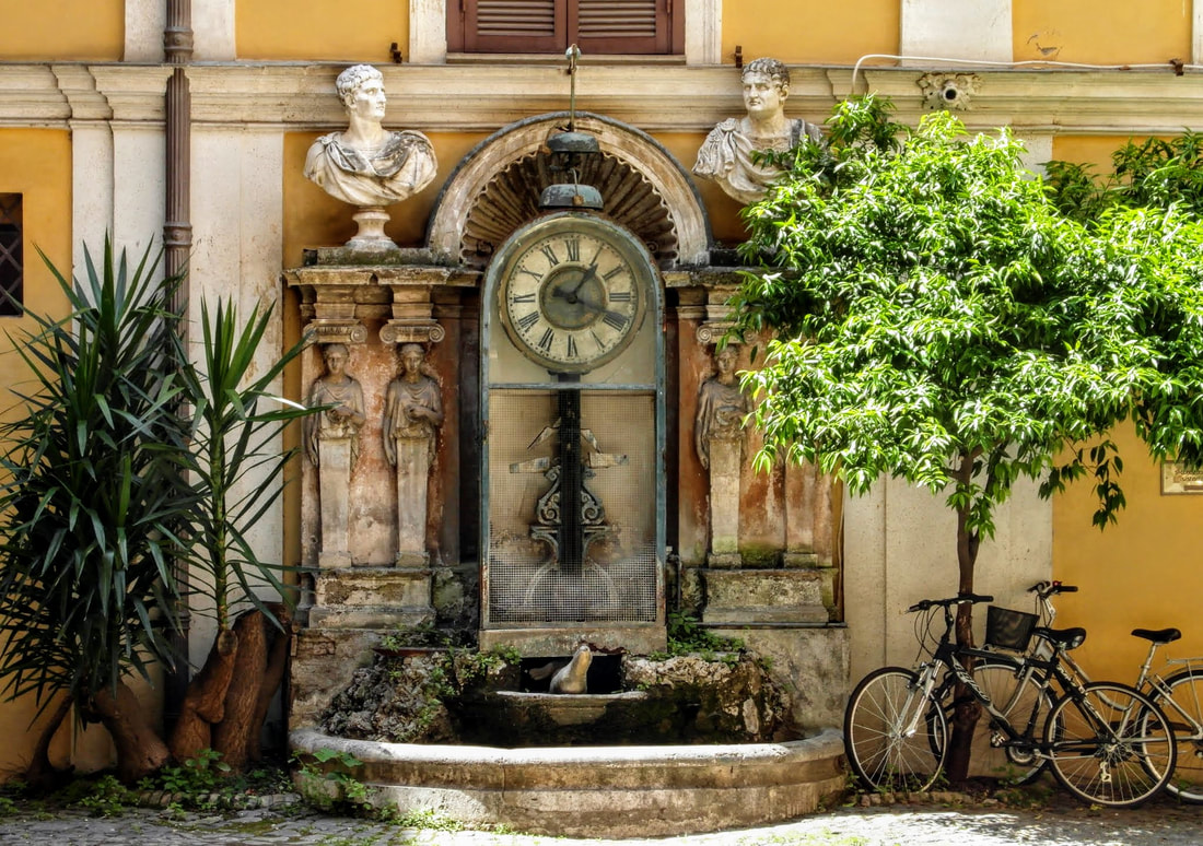 Water-clock, courtyard of Palazzo Muto Berardi Cesi, Rome,