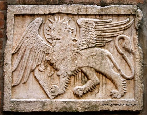 Winged lion of St Mark, cloister of Santa Maria Gloriosa dei Frari, Venice