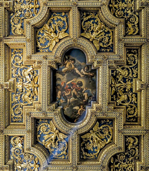 Wooden ceiling of church of San Crisogono, Rome